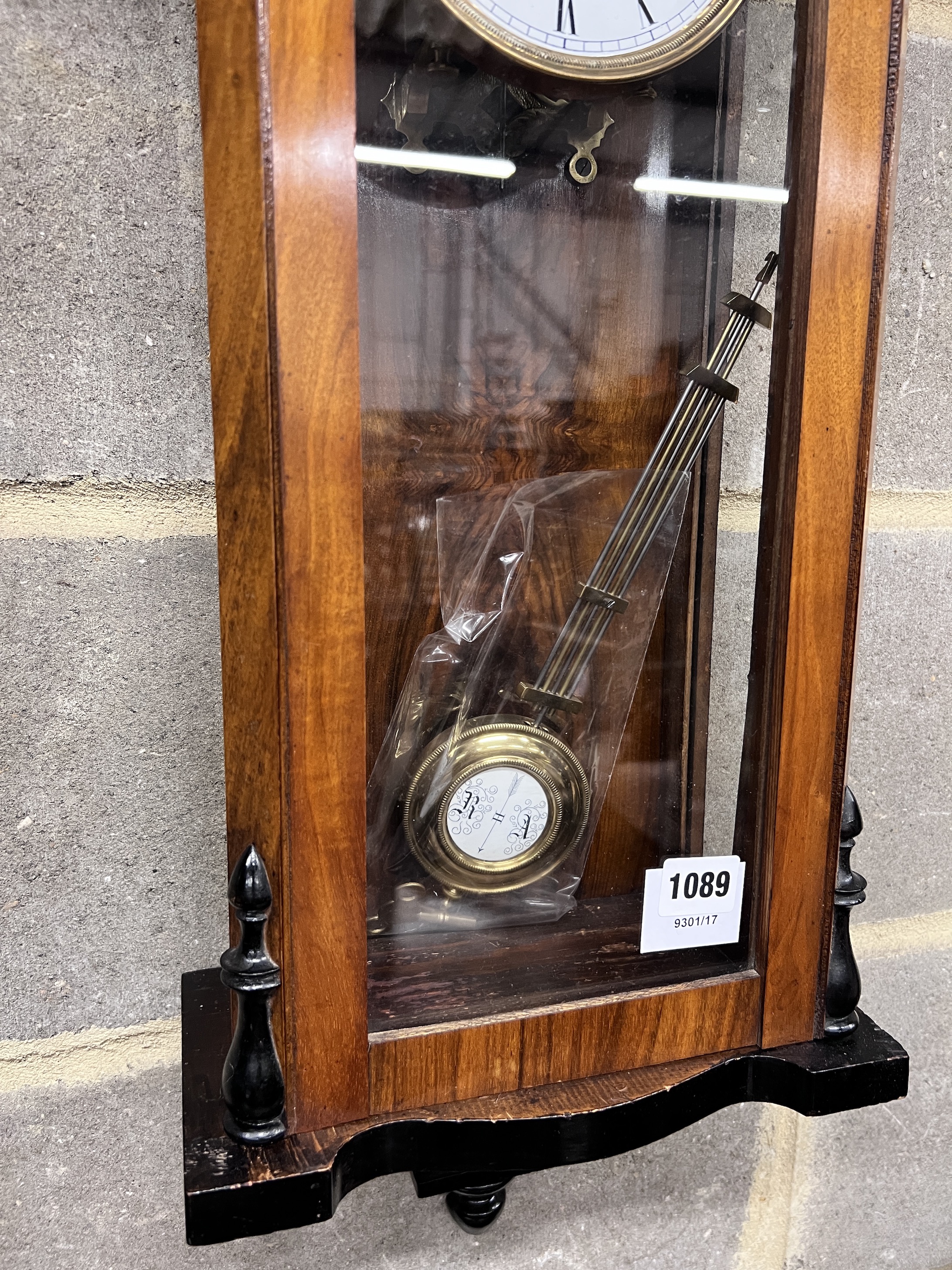 A late 19th century Vienna wall clock, height 80cm